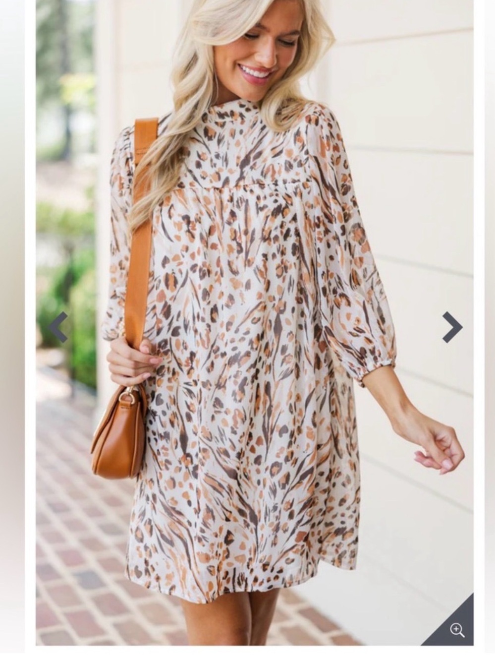NWT GeeGee Women's Cream Animal-Print Mini Dress